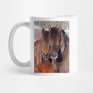 Two horses in winter Mug